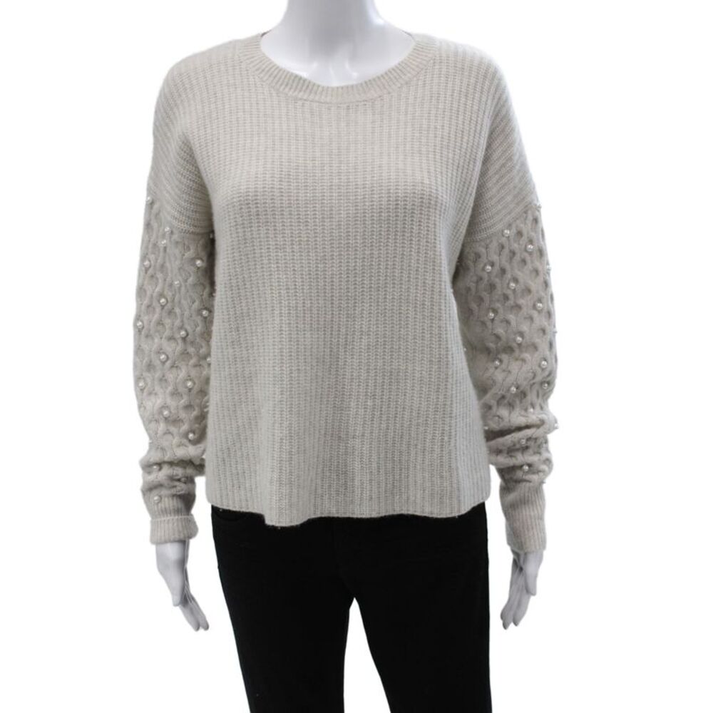 Autumn Cashmere Womens Pullover Sweater Beige Crewneck 100% Cashmere Size S